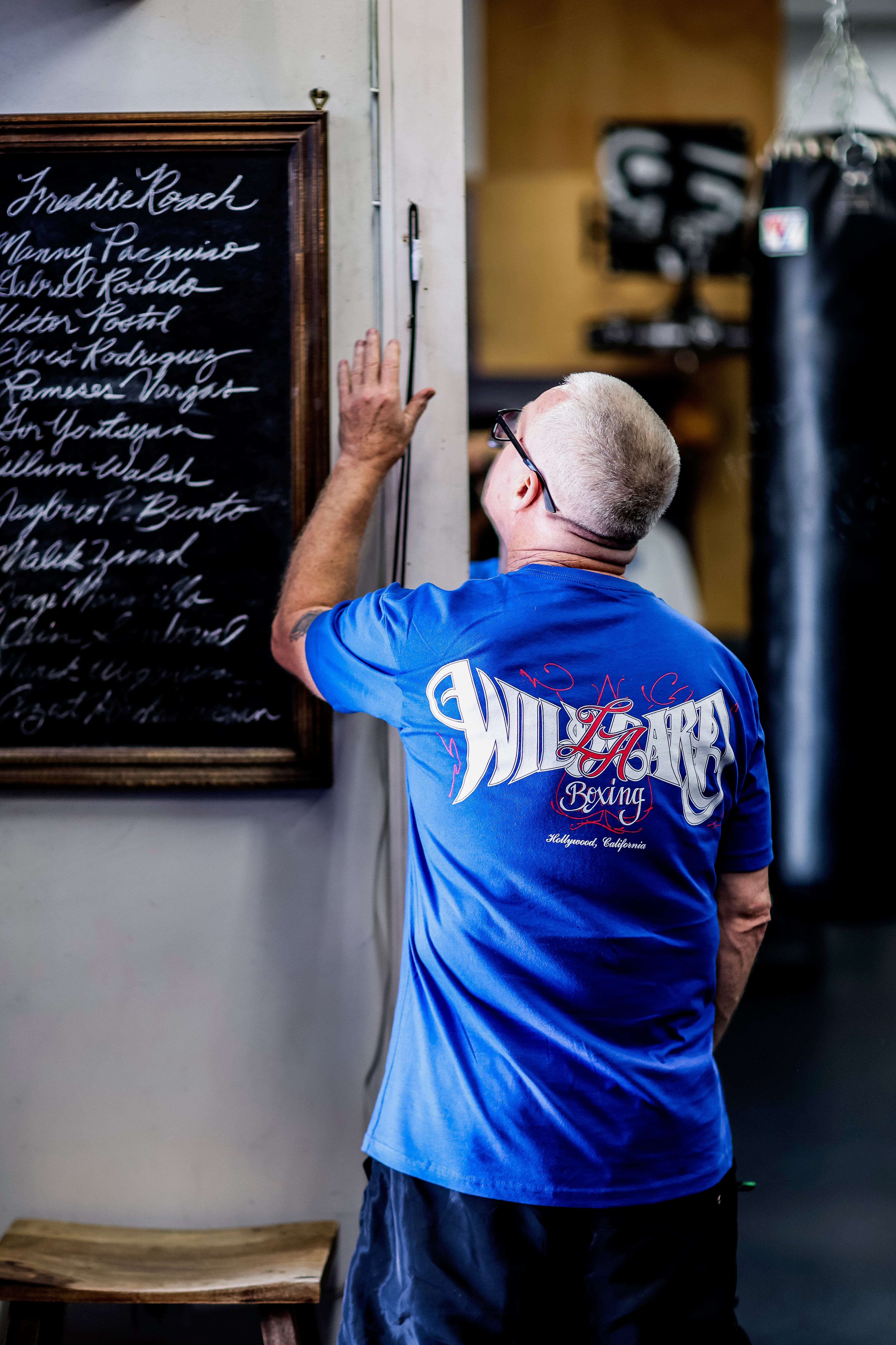 Wild Card Boxing LA Tag Logo Shirt - Blue/White/Red