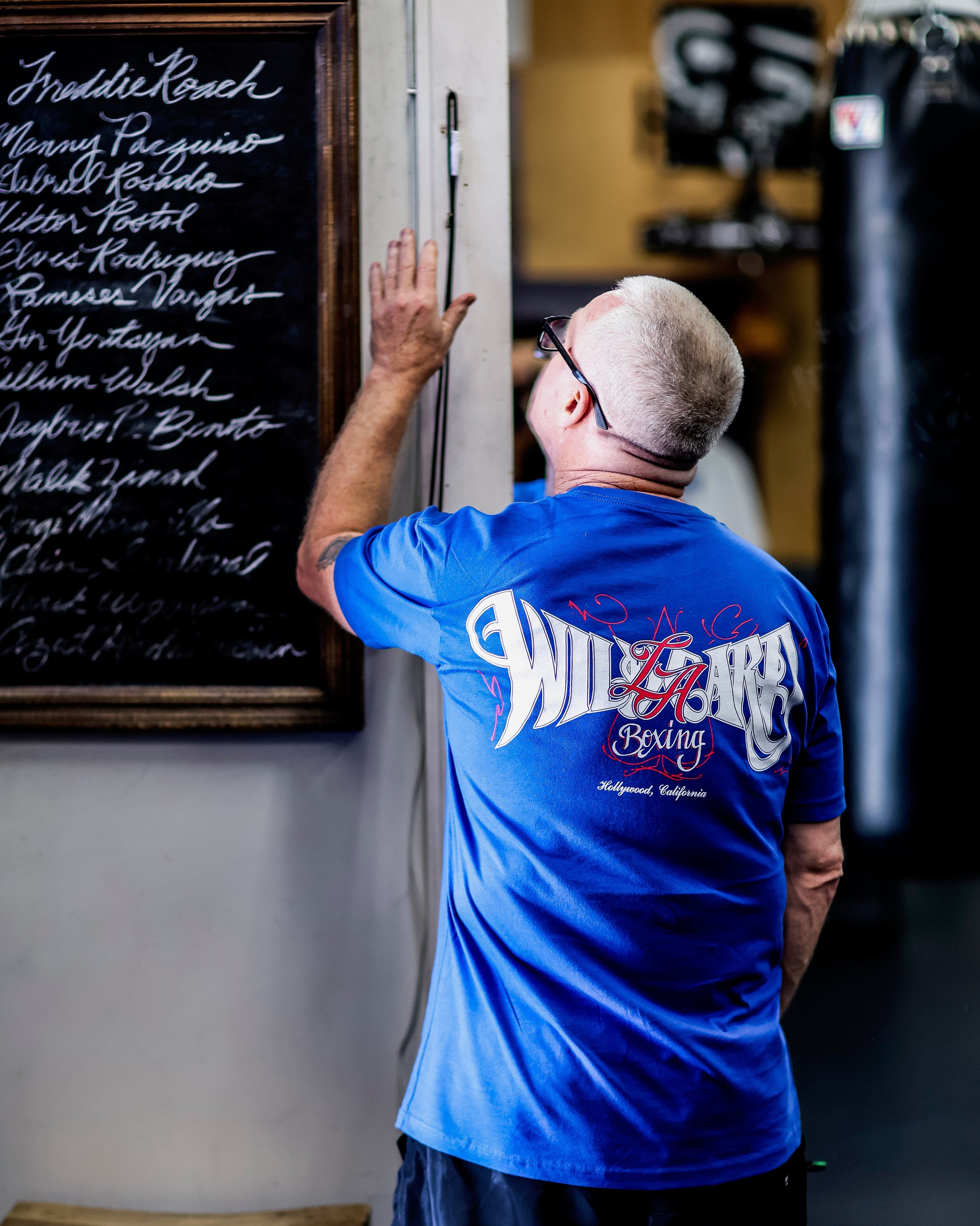 Wild Card Boxing LA Tag Logo Shirt - Blue/White/Red