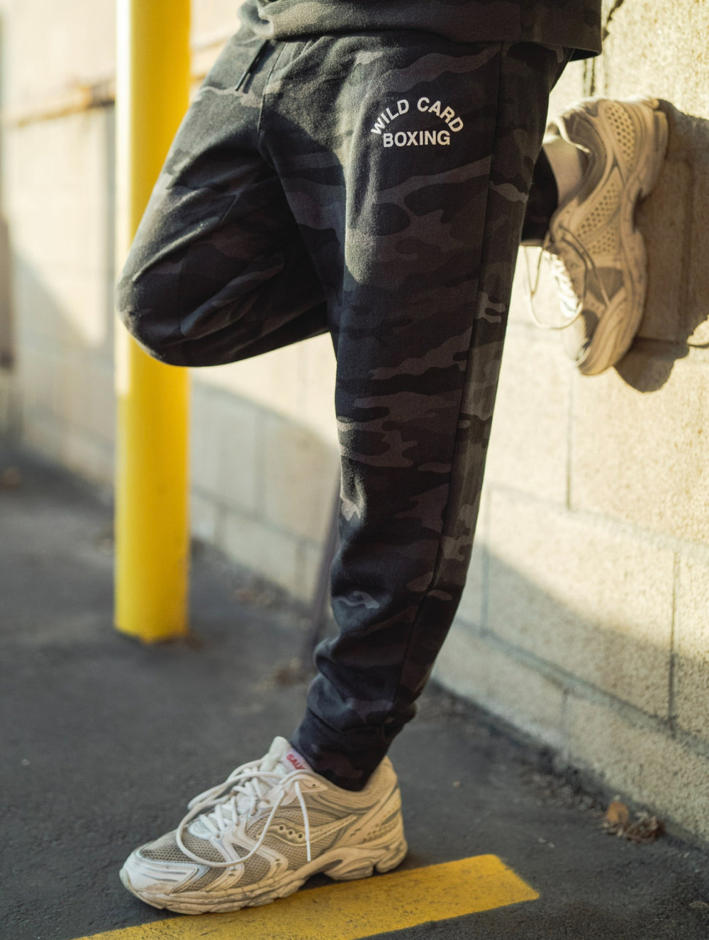 Wild Card Boxing Old School Logo Joggers - Black Camo
