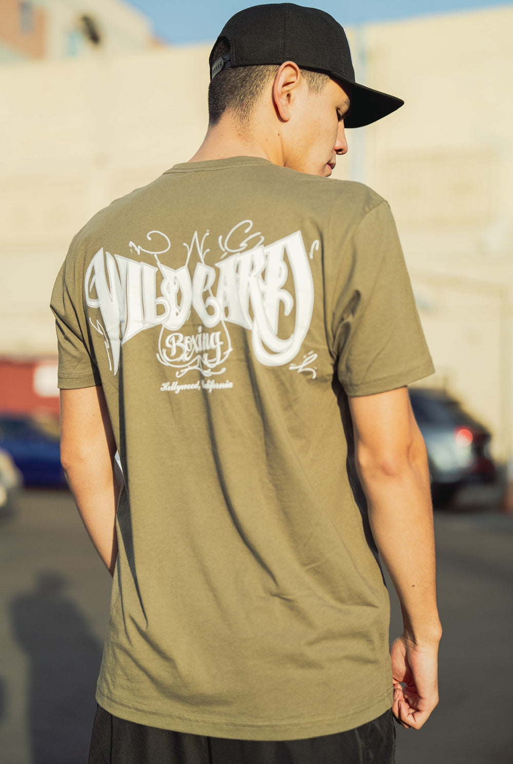 Wild Card Boxing Tag Logo Shirt - Military Green/White