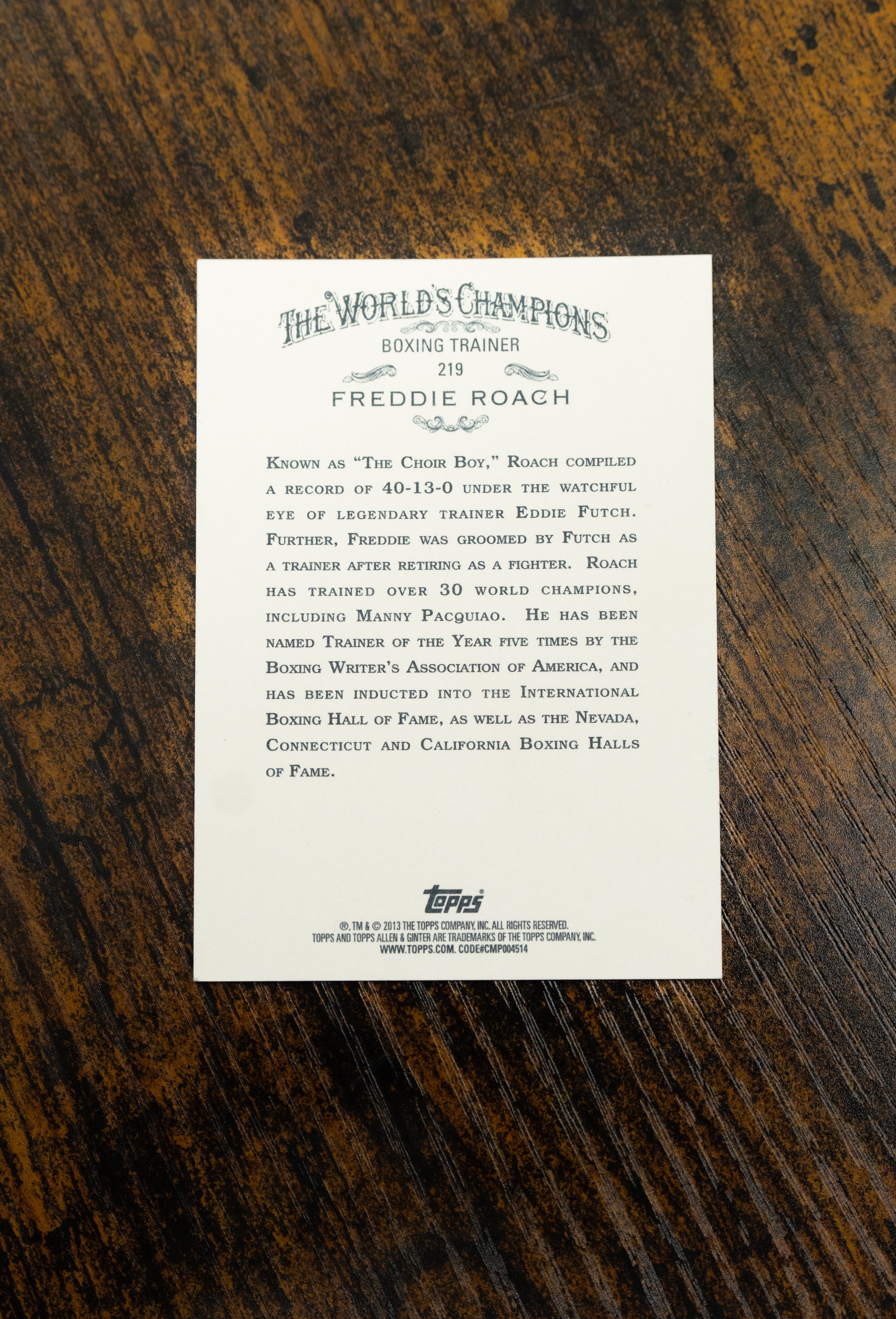 Topps Allen & Ginter 2013 Freddie Roach Card **SIGNED**