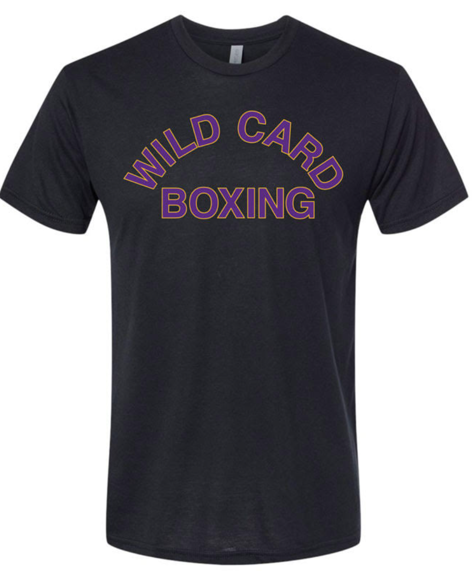 Wild Card Boxing Old School Logo Shirt - Black/Purple/Yellow