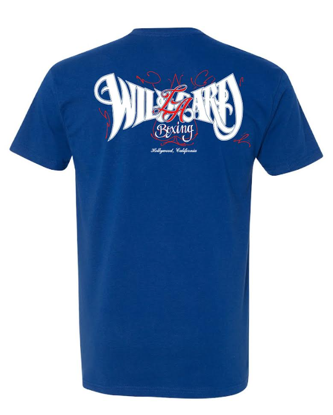 Wild Card Boxing LA Tag Logo Shirt - Blue/White/Red