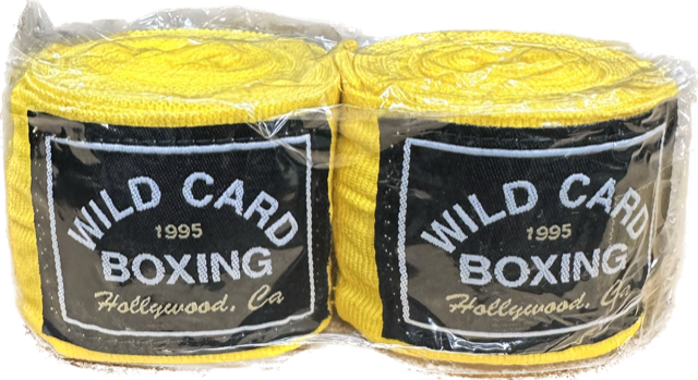 Wild Card Boxing Old School 1995 Logo 180" Hand Wraps - Yellow