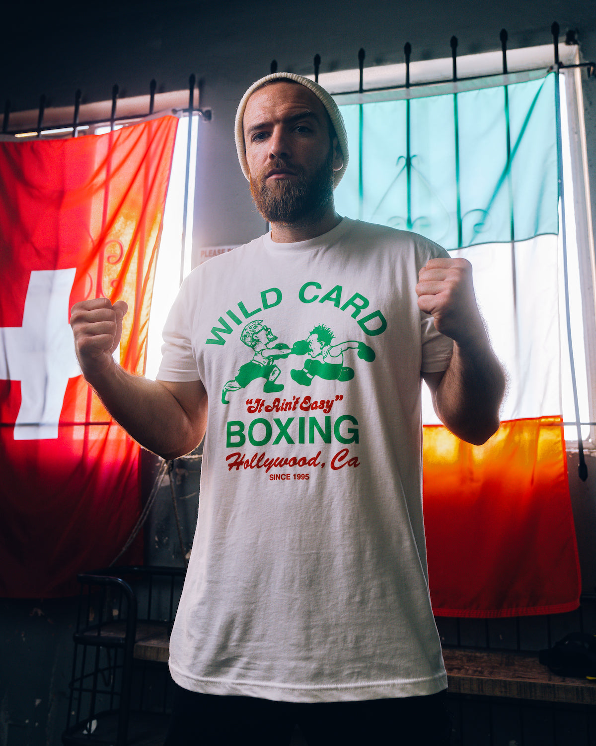 Wild Card Boxing Original Logo Shirt - White/Green/Orange