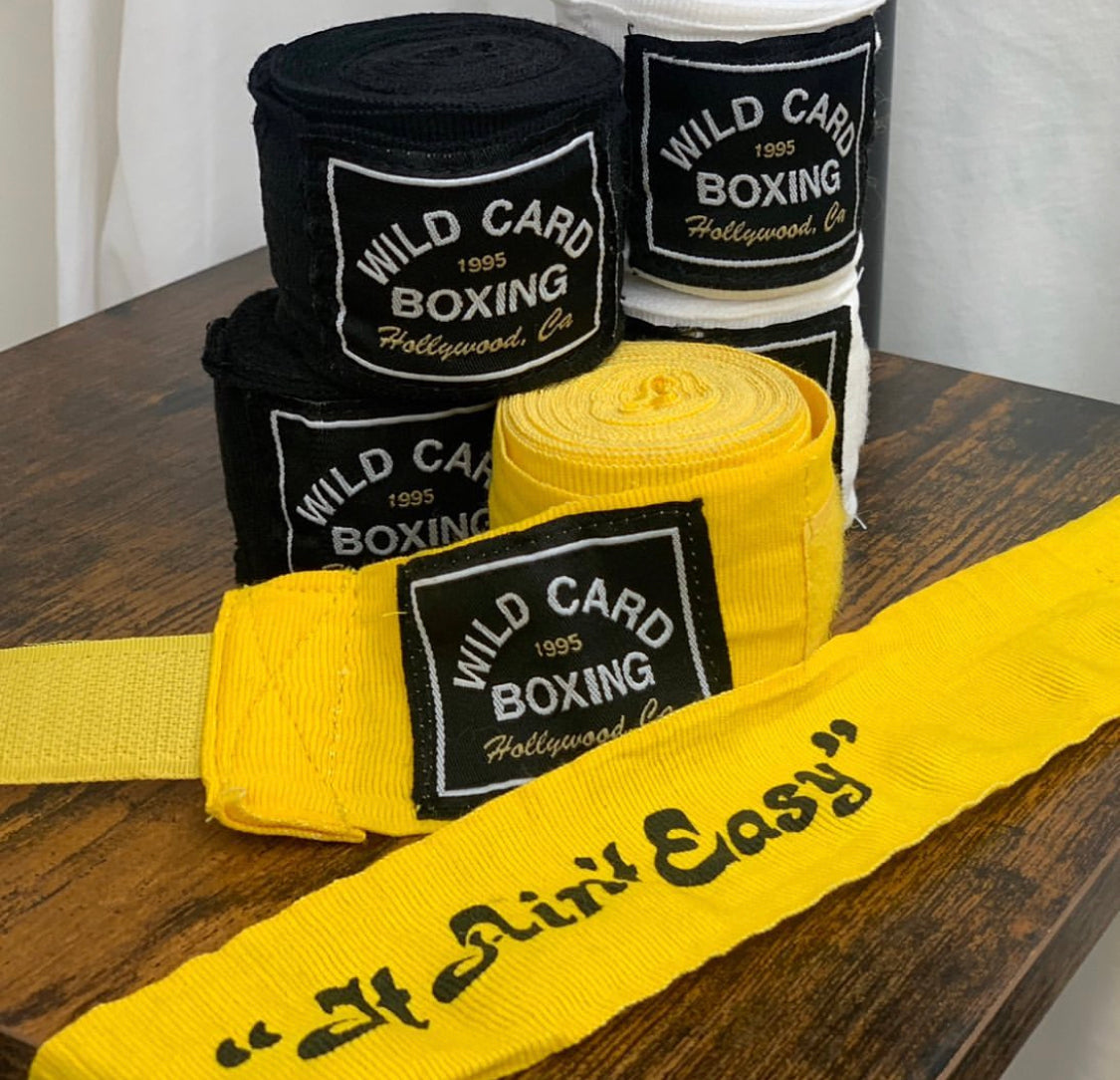 Wild Card Boxing Old School 1995 Logo 180" Hand Wraps - Yellow