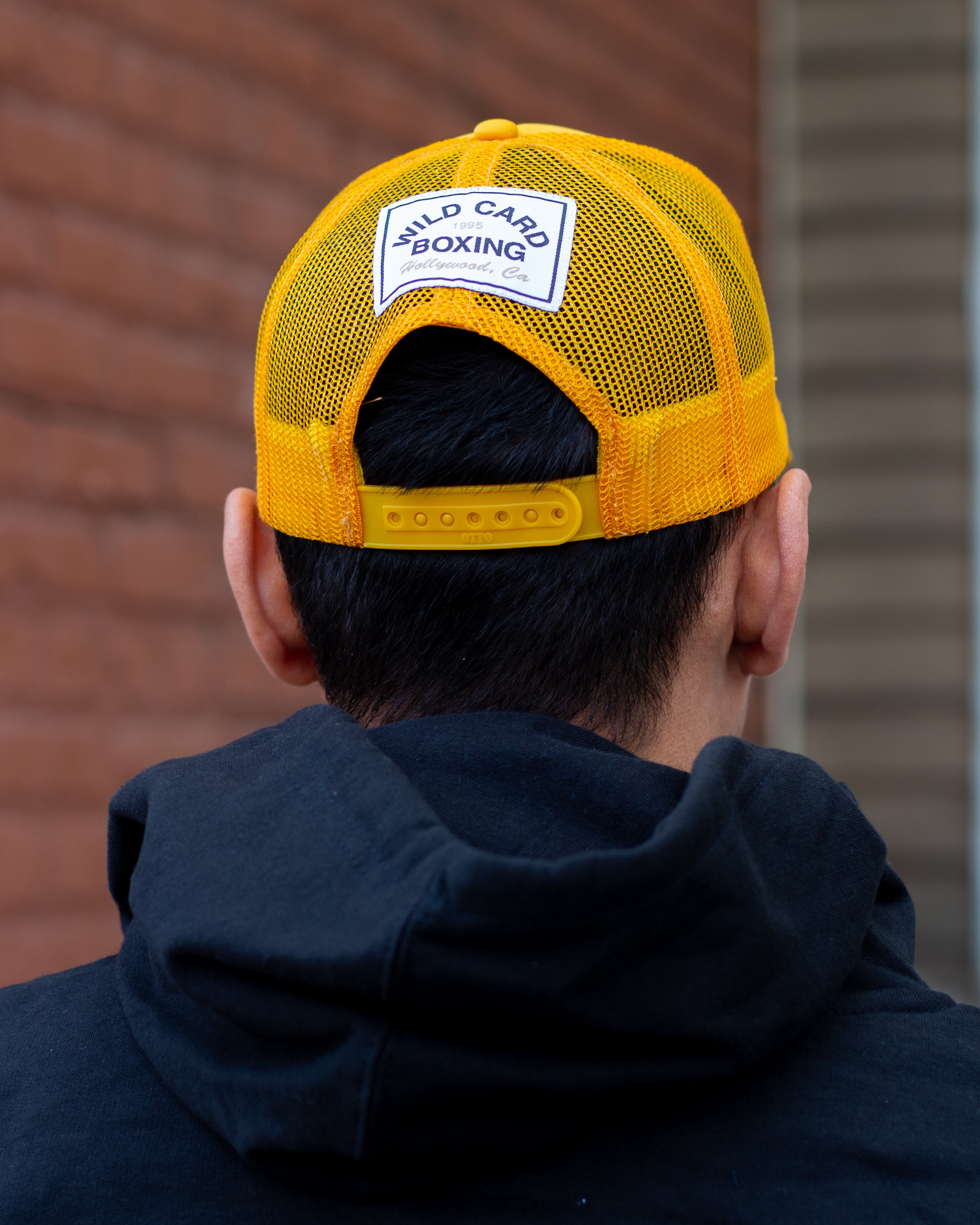 Wild Card Boxing Old School 1995 Logo Trucker Hat - Gold